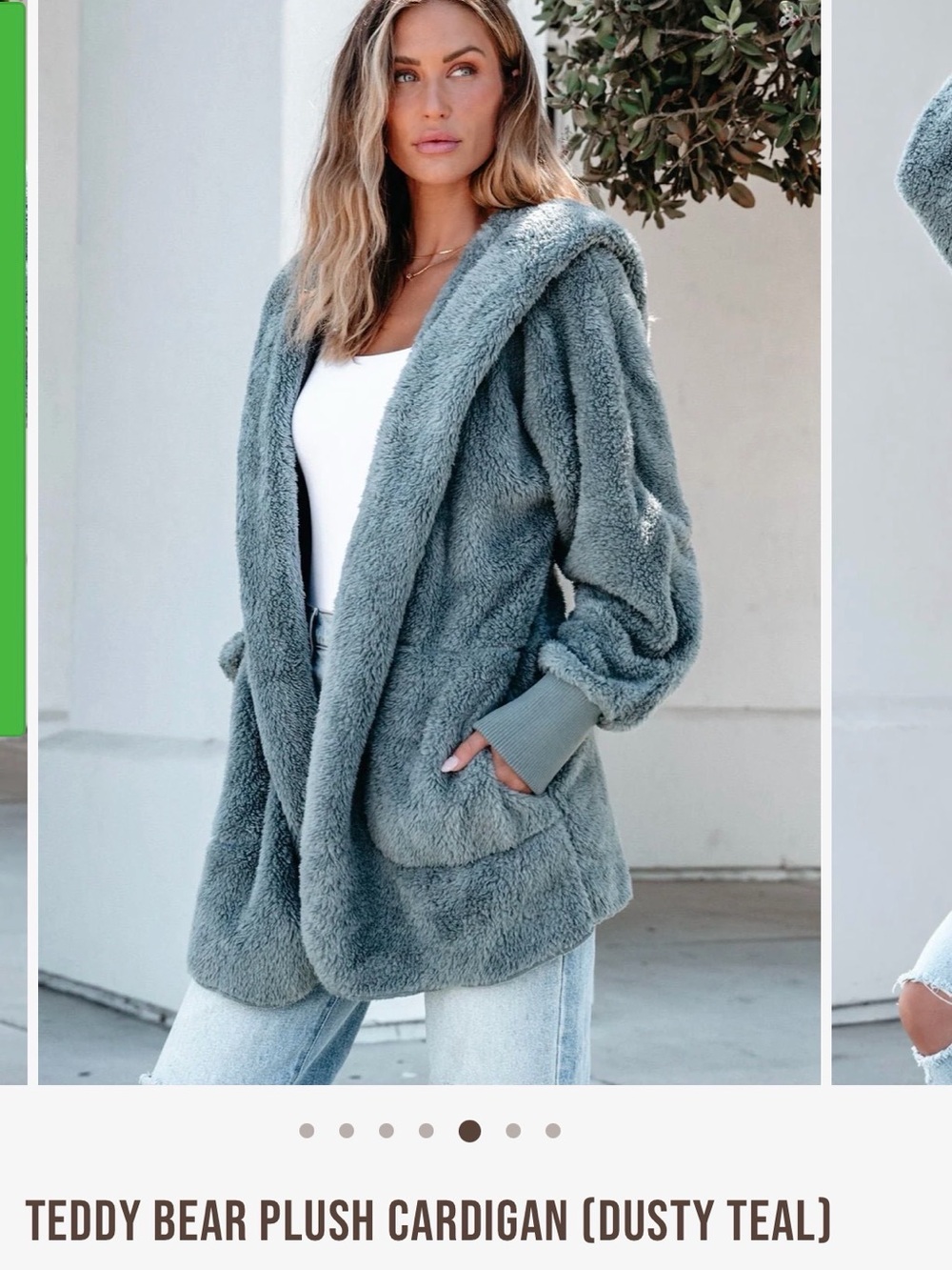 Hem & Thread Dusty Teal Hooded Teddy Jacket